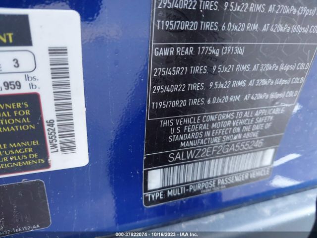SALWZ2EF2GA555246 Land Rover Range Rover Sport 5.0l V8 Supercharged Svr