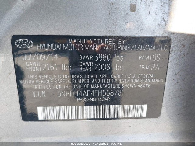 Hyundai ELANTRA SE 2015 5NPDH4AE4FH558781 Image 9