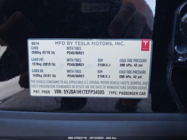 5YJSA1H17EFP34085 Tesla Model S 60 Kwh Battery/p85