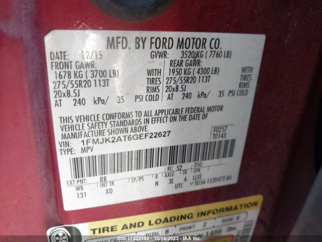 1FMJK2AT6GEF22627 Ford Expedition El Limited
