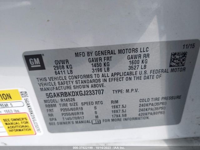 5GAKRBKDXGJ233707 Buick Enclave Leather