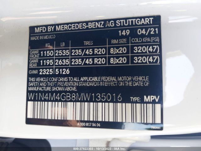 W1N4M4GB8MW135016 Mercedes-Benz Glb Glb 250