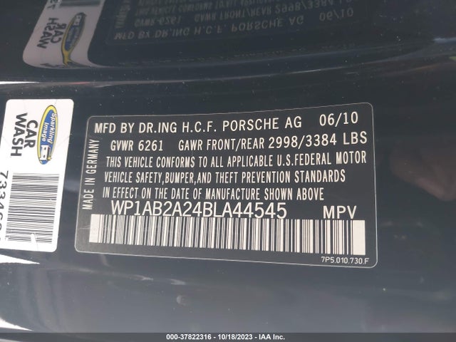 2011 PORSCHE CAYENNE WP1AB2A24BLA44545 Photo 8