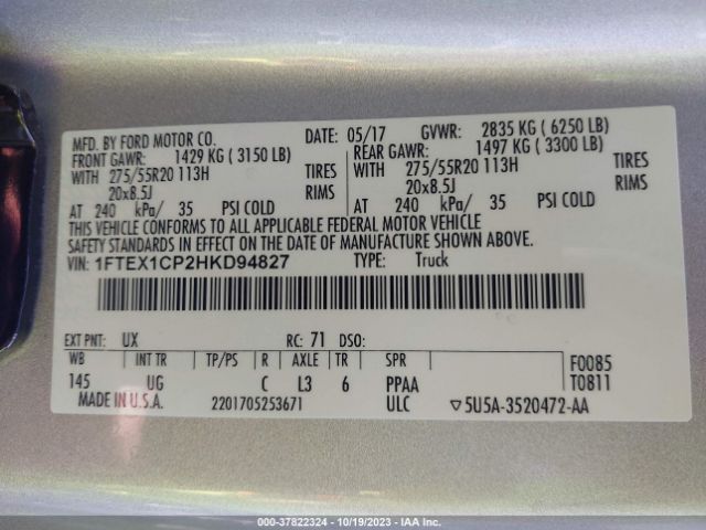 1FTEX1CP2HKD94827 Ford F-150 Xl/xlt/lariat