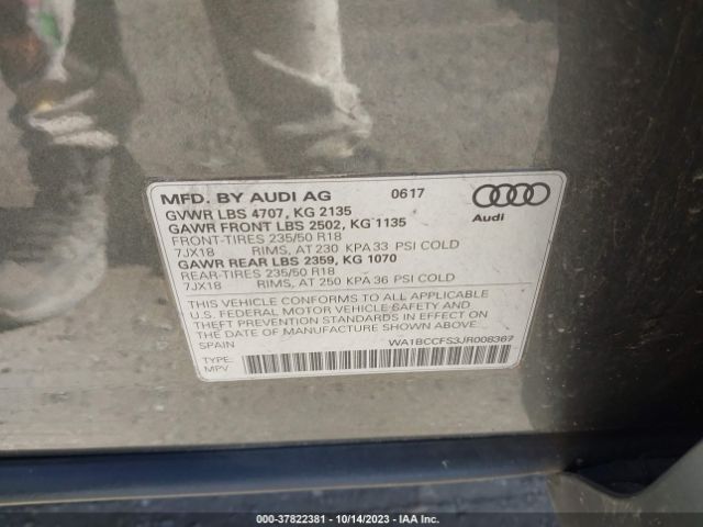 WA1BCCFS3JR008367 Audi Q3 2.0t Sport Premium/2.0t Premium