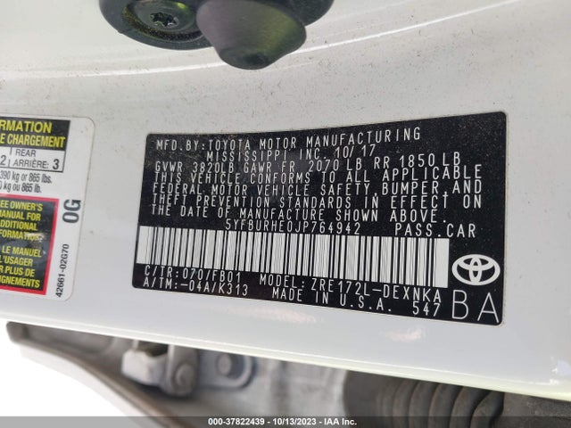 Toyota COROLLA LE 2018 5YFBURHE0JP764942 Image 9