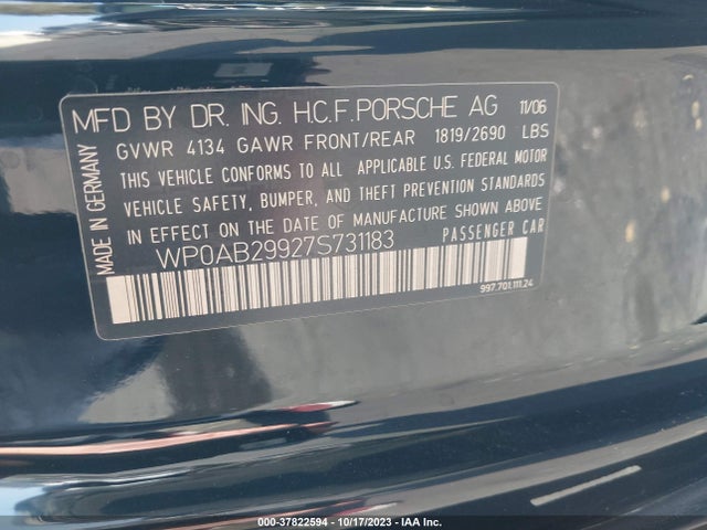 2007 PORSCHE 911 WP0AB29927S731183 Photo 8