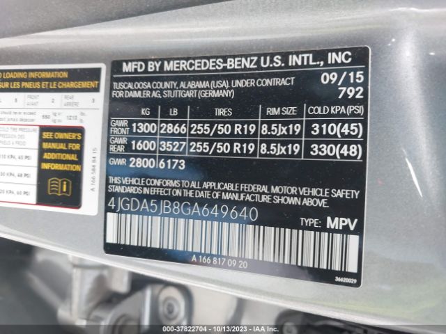 4JGDA5JB8GA649640 Mercedes-Benz Gle Gle 350