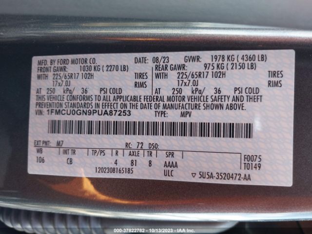 1FMCU0GN9PUA87253 Ford Escape Active