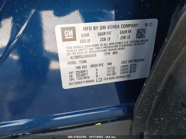 Chevrolet Trailblazer Lt 2022 KL79MPSL5NB060408 Image 9