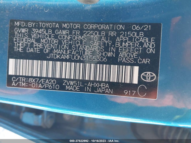 Toyota Prius L 2022 JTDKAMFU0N3155306 Image 9