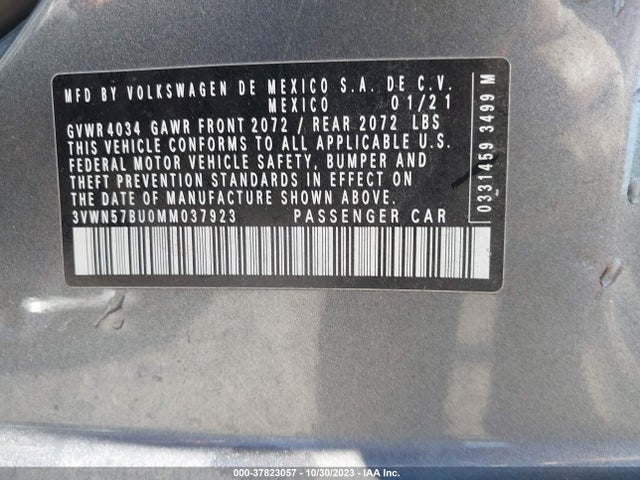 2021 VOLKSWAGEN JETTA VIN: 3VWN57BU0MM037923