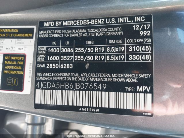 4JGDA5HB6JB076549 Mercedes-Benz Gle Gle 350