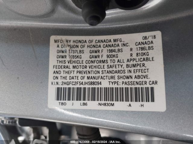 2HGFC2F54JH588094 Honda Civic Lx