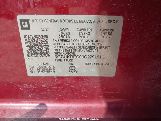 Chevrolet Silverado 1500 2lt 2018 3GCUKREC0JG279191 Image 9