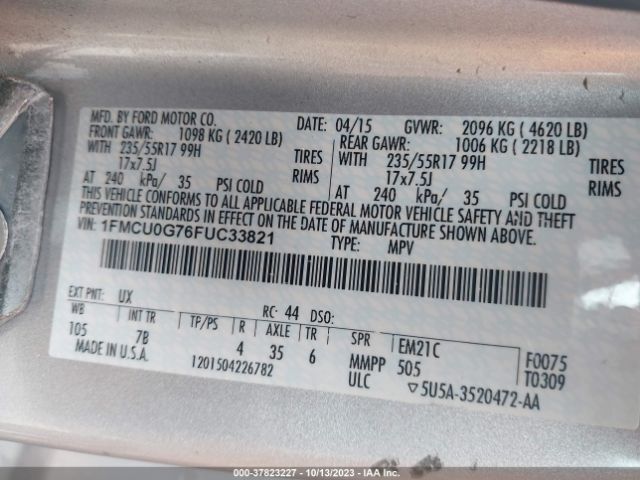 1FMCU0G76FUC33821 Ford ESCAPE SE