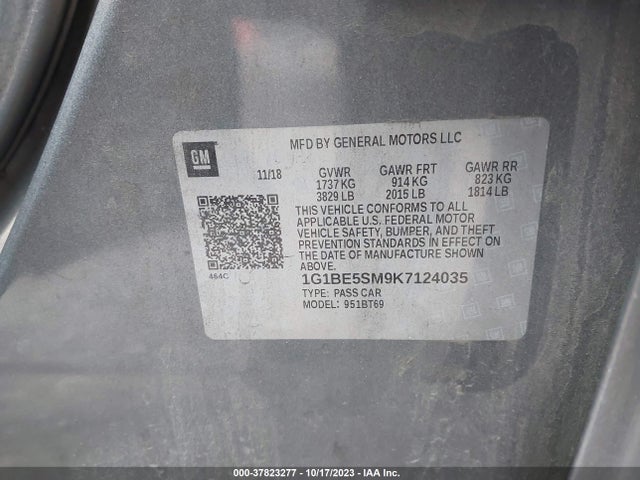 Chevrolet CRUZE LT 2019 1G1BE5SM9K7124035 Image 9