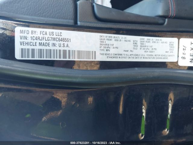 1C4RJFLG7MC646561 Jeep Grand Cherokee Trailhawk