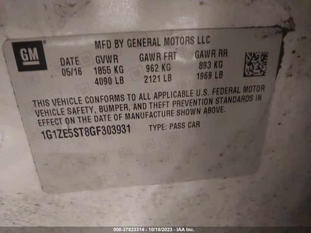 Chevrolet MALIBU 1LT 2016 1G1ZE5ST8GF303931 Image 9