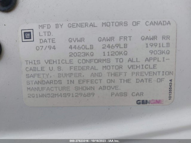 1995 CHEVROLET LUMINA LS VIN: 2G1WN52M4S9129689