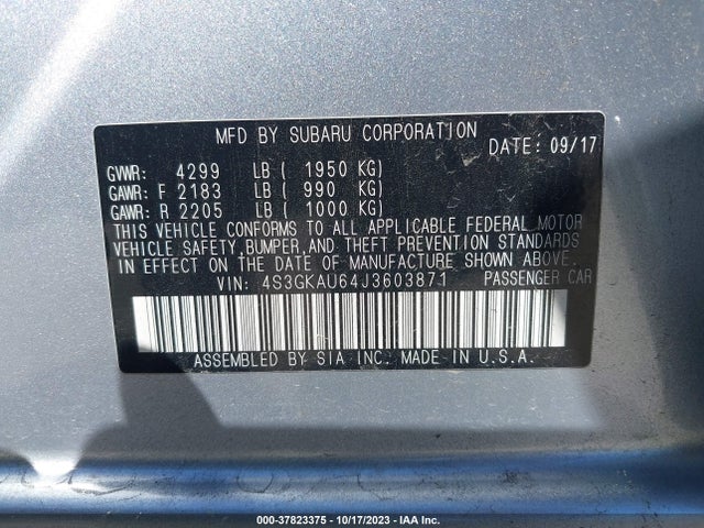 4S3GKAU64J3603871 Subaru Impreza 2.0i Limited