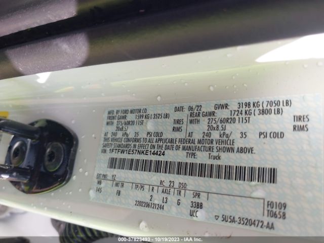 1FTFW1E57NKE14424 Ford F-150 Xlt