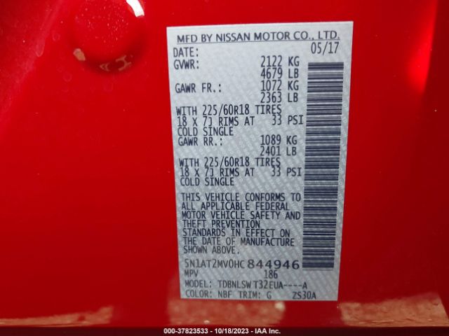 5N1AT2MV0HC844946 Nissan Rogue Sl