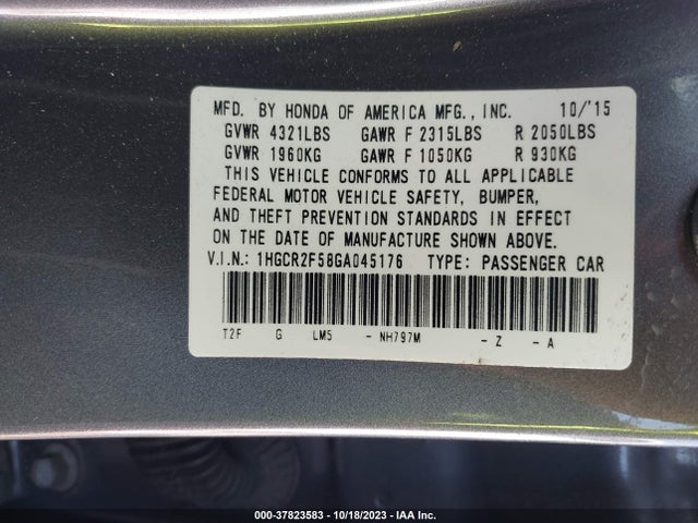 Honda k24w1 2016 1HGCR2F58GA045176 Image 21