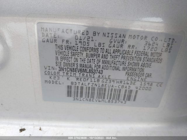 3N1CN8EV6ML853743 Nissan VERSA SV