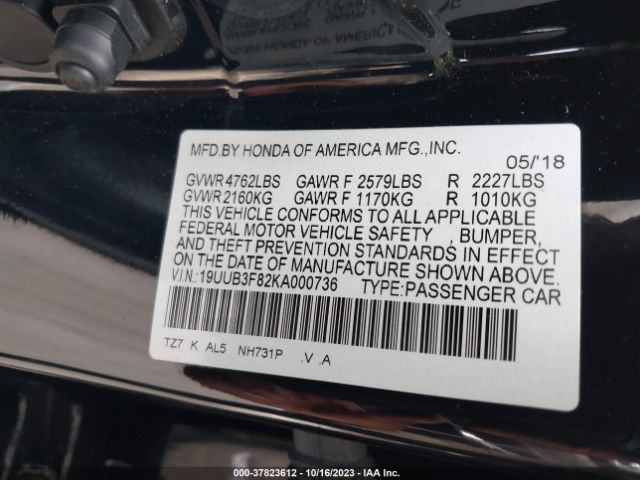 19UUB3F82KA000736 Acura Tlx W/advance Pkg