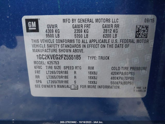 Chevrolet Silverado 2500hd Lt 2015 1GC2KVEG2FZ555185 Image 9