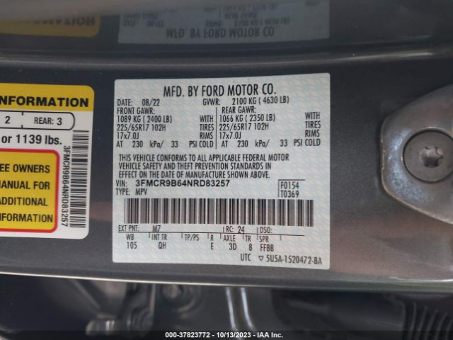3FMCR9B64NRD83257 Ford Bronco Sport Big Bend