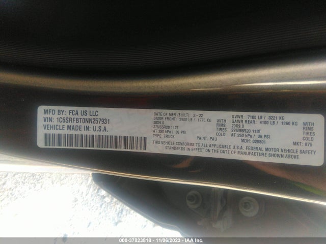 1C6SRFBT0NN257931 RAM 1500 Big Horn
