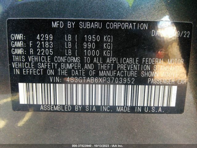 4S3GTAB6XP3703952 Subaru Impreza