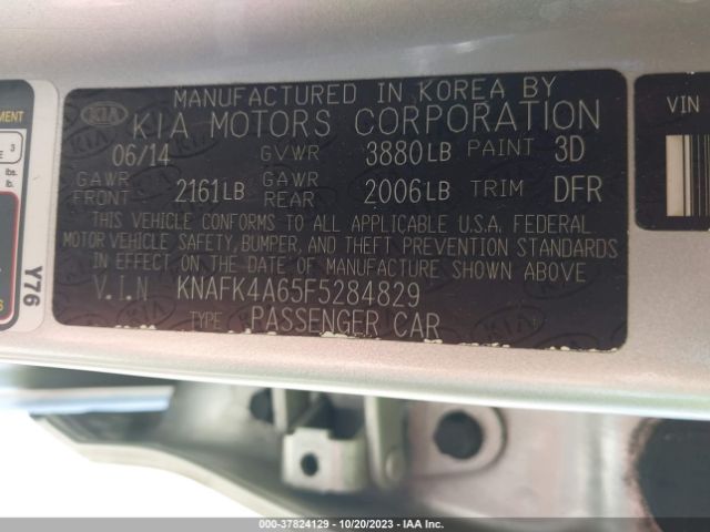 KNAFK4A65F5284829 KIA FORTE LX