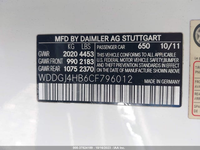 2012 MERCEDES-BENZ C-CLASS C 250 VIN: WDDGJ4HB6CF796012