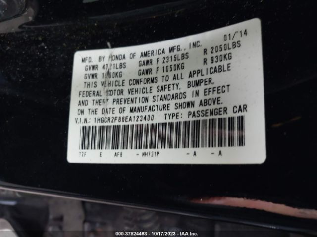 1HGCR2F86EA123400 Honda Accord Ex-l