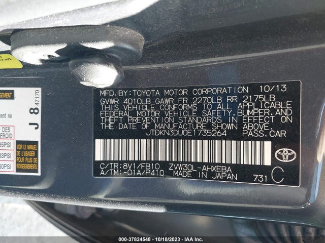 Toyota Prius Four/five/three/one/two 2014 JTDKN3DU0E1735264 Image 9