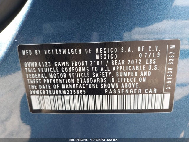 3VWEB7BU8KM235865 Volkswagen JETTA SEL