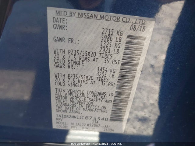 Nissan Pathfinder Platinum 2018 5N1DR2MN1JC675540 Image 9