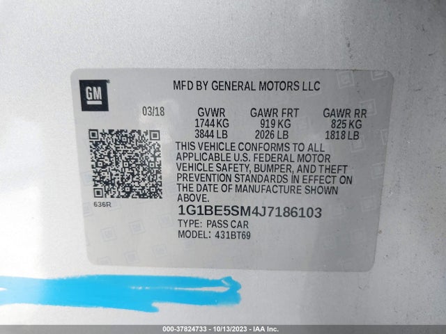 Chevrolet CRUZE LT 2018 1G1BE5SM4J7186103 Image 9