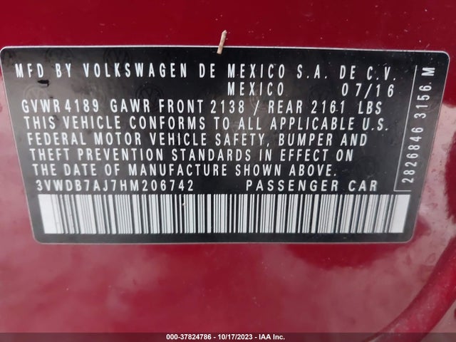3VWDB7AJ7HM206742 Volkswagen Jetta 1.4t Se
