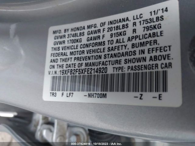 19XFB2F5XFE214920 Honda Civic Sedan Lx