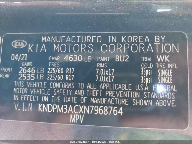 KNDPM3ACXN7968764 KIA Sportage Lx