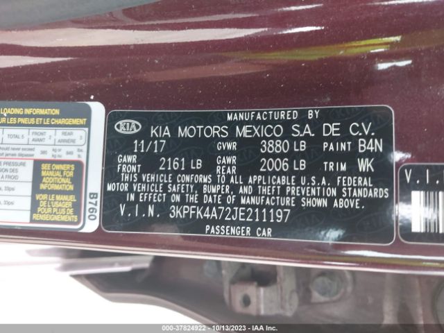 3KPFK4A72JE211197 KIA FORTE LX