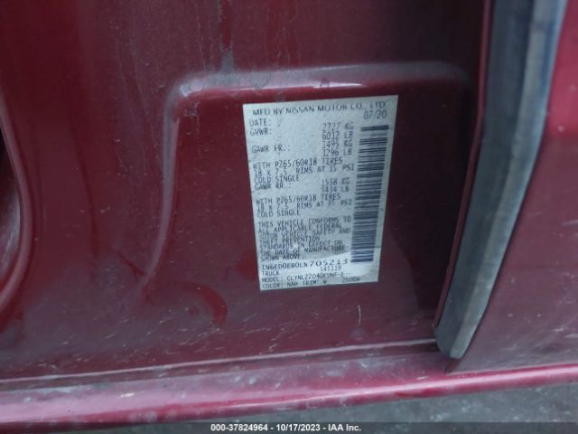 1N6ED0EB0LN705213 Nissan Frontier Sv 4x4