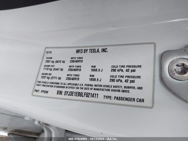 5YJ3E1EB6LF621411 Tesla Model 3 Long Range