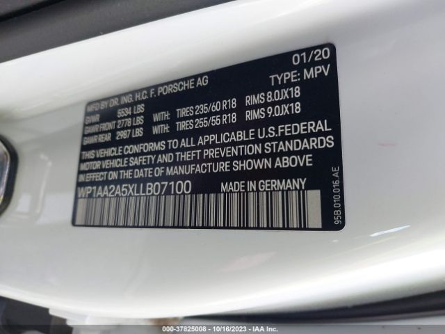 2020 PORSCHE MACAN WP1AA2A5XLLB07100 Photo 8