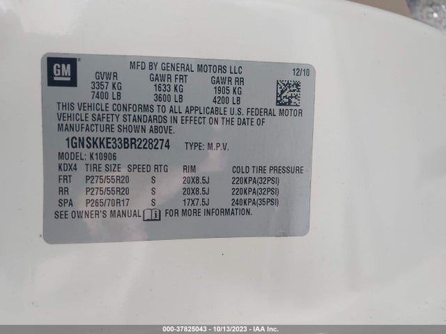 2011 CHEVROLET SUBURBAN 1GNSKKE33BR228274 Photo 8