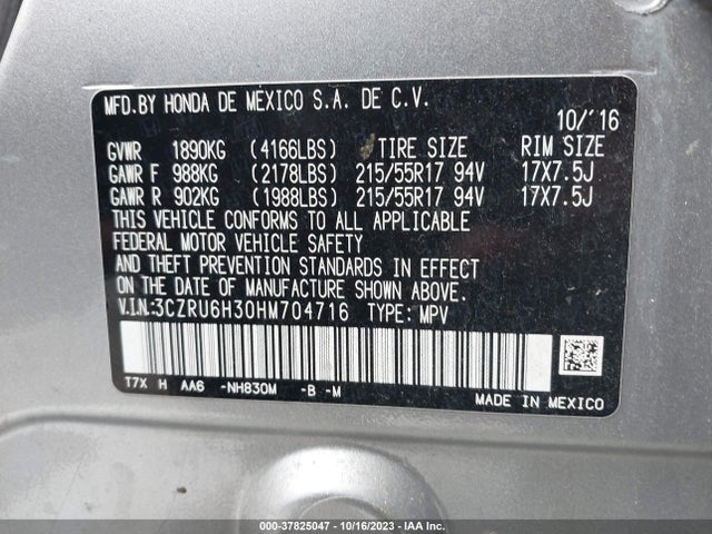 Honda HR-V LX 2017 3CZRU6H30HM704716 Image 9